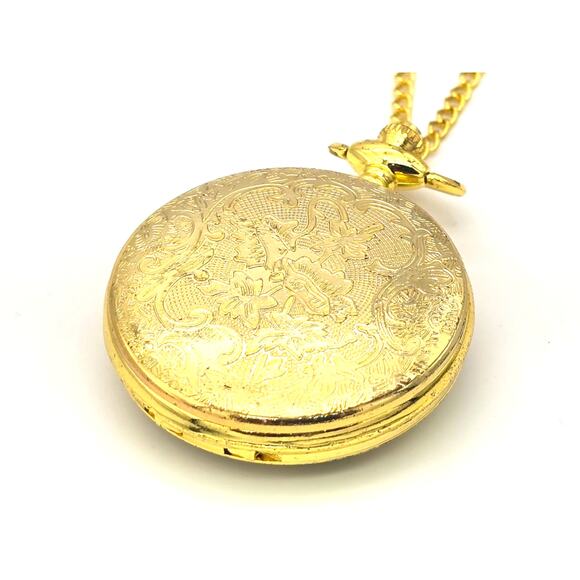 Twin Owls Pocket Watch - Gift for Bird Lovers Gold Owl Pendant Costume Jewelry - Picture 6 of 10